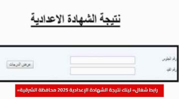 «رابط شغال» لينك نتيجة الشهادة الإعدادية 2025 محافظة الشرقية بالاسم ورقم الجلوس