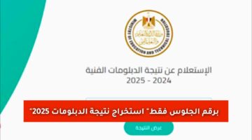 “برقم الجلوس فقط” استخراج نتيجة الدبلومات 2025 (صناعي – زراعي – تجاري) وتكريم الأوائل