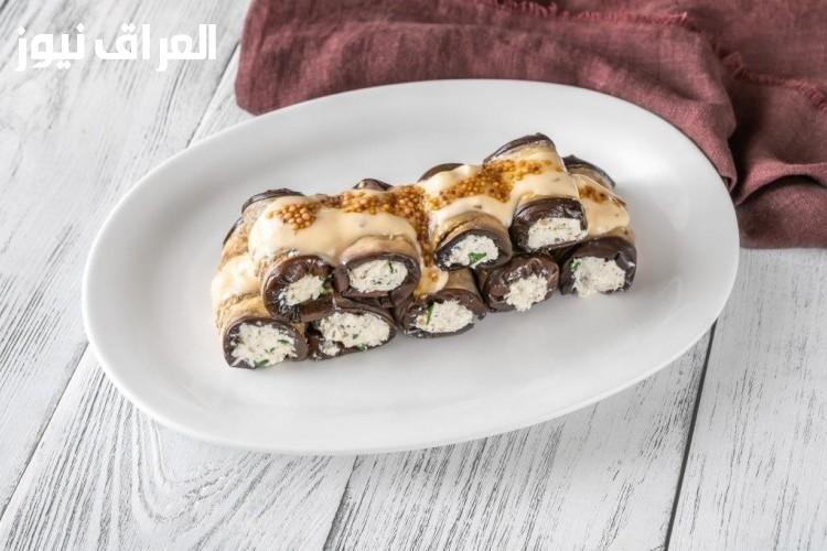 لفائف الباذنجان بحشوة الفيتا رقيقة وطازة «لفائف شكلها يشهي» لفائف الباذنجان بحشوة الفيتا رقيقة وطازة «لفائف شكلها يشهي»