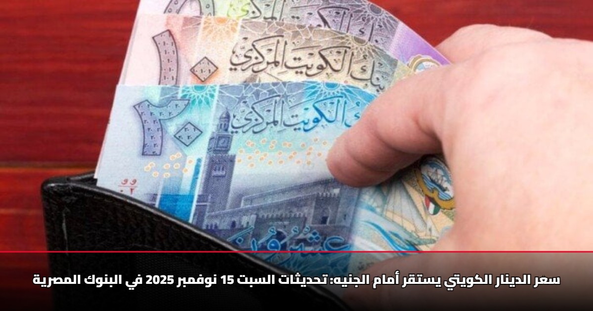 سعر الدينار الكويتي يستقر أمام الجنيه اليوم السبت 15 نوفمبر 2025 في البنوك المصرية 5 سعر الدينار الكويتي يستقر أمام الجنيه اليوم السبت 15 نوفمبر 2025 في البنوك المصرية