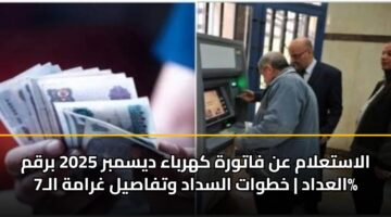 الاستعلام عن فاتورة كهرباء ديسمبر 2025 برقم العداد | خطوات السداد وتفاصيل غرامة الـ7%