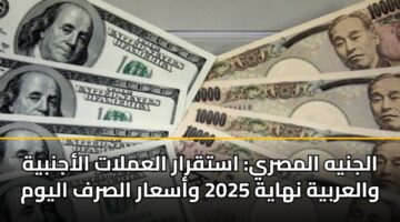 الجنيه المصري: استقرار العملات الأجنبية والعربية نهاية 2025 وأسعار الصرف اليوم