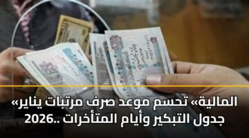 «المالية» تحسم موعد صرف مرتبات يناير 2026.. جدول التبكير وأيام المتأخرات