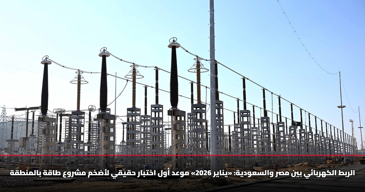 الربط الكهربائي بين مصر والسعودية: «يناير 2026» موعد أول اختبار حقيقي لأضخم مشروع طاقة بالمنطقة 5 الربط الكهربائي بين مصر والسعودية: «يناير 2026» موعد أول اختبار حقيقي لأضخم مشروع طاقة بالمنطقة