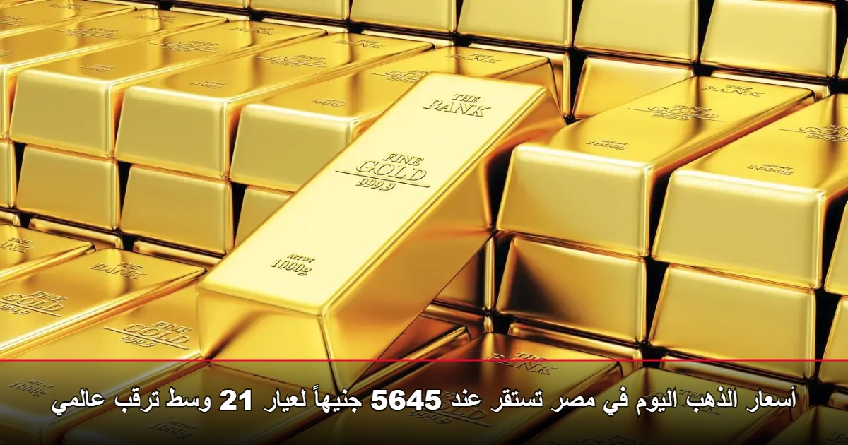 أسعار الذهب اليوم في مصر تستقر عند 5645 جنيهاً لعيار 21 وسط ترقب عالمي