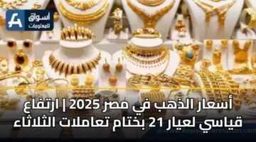 أسعار الذهب في مصر 2025 | ارتفاع قياسي لعيار 21 بختام تعاملات الثلاثاء