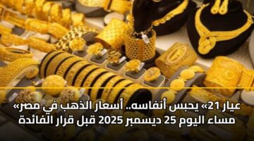 «عيار 21» يحبس أنفاسه.. أسعار الذهب في مصر مساء اليوم 25 ديسمبر 2025 قبل قرار الفائدة