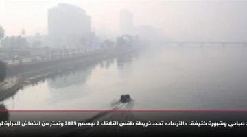 برد صباحي وشبورة كثيفة.. «الأرصاد» تحدد خريطة طقس الثلاثاء 2 ديسمبر 2025 وتحذر من انخفاض الحرارة ليلاً