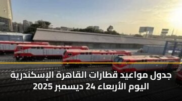 جدول مواعيد قطارات القاهرة الإسكندرية اليوم الأربعاء 24 ديسمبر 2025