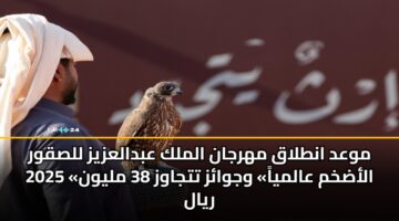 موعد انطلاق مهرجان الملك عبدالعزيز للصقور 2025 «الأضخم عالمياً» وجوائز تتجاوز 38 مليون ريال
