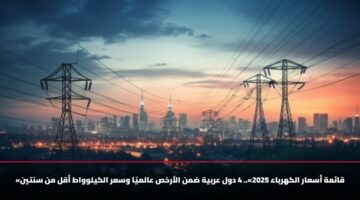 «قائمة أسعار الكهرباء 2025».. 4 دول عربية ضمن الأرخص عالميًا وسعر الكيلوواط أقل من سنتين