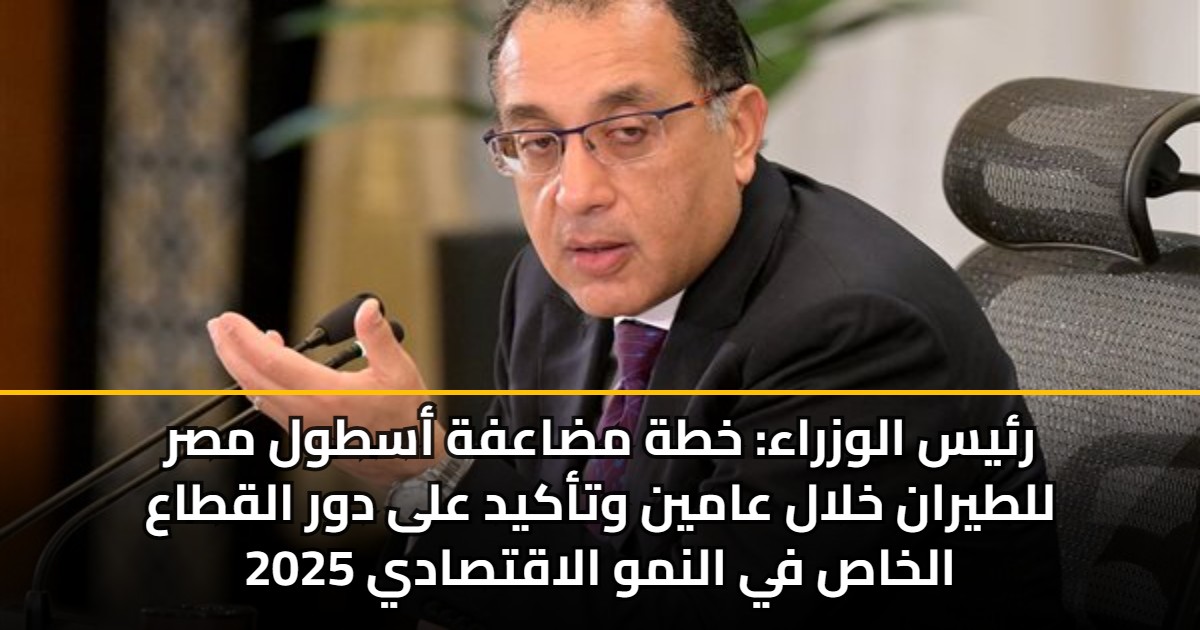 رئيس الوزراء: خطة مضاعفة أسطول مصر للطيران خلال عامين وتأكيد على دور القطاع الخاص في النمو الاقتصادي 2025 5 رئيس الوزراء: خطة مضاعفة أسطول مصر للطيران خلال عامين وتأكيد على دور القطاع الخاص في النمو الاقتصادي 2025
