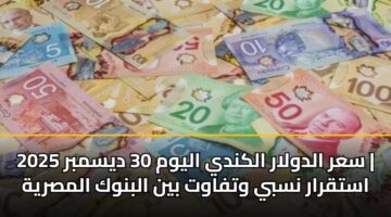 سعر الدولار الكندي اليوم 30 ديسمبر 2025 | استقرار نسبي وتفاوت بين البنوك المصرية