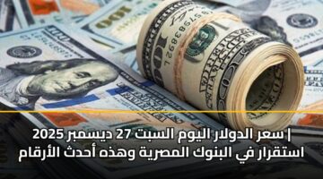 سعر الدولار اليوم السبت 27 ديسمبر 2025 | استقرار في البنوك المصرية وهذه أحدث الأرقام