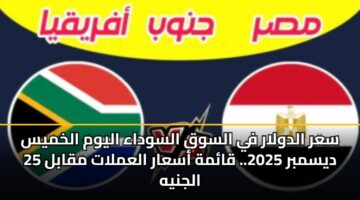 سعر الدولار في السوق السوداء اليوم الخميس 25 ديسمبر 2025.. قائمة أسعار العملات مقابل الجنيه