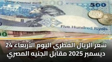 سعر الريال القطري اليوم الأربعاء 24 ديسمبر 2025 مقابل الجنيه المصري