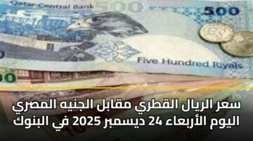 سعر الريال القطري مقابل الجنيه المصري اليوم الأربعاء 24 ديسمبر 2025 في البنوك