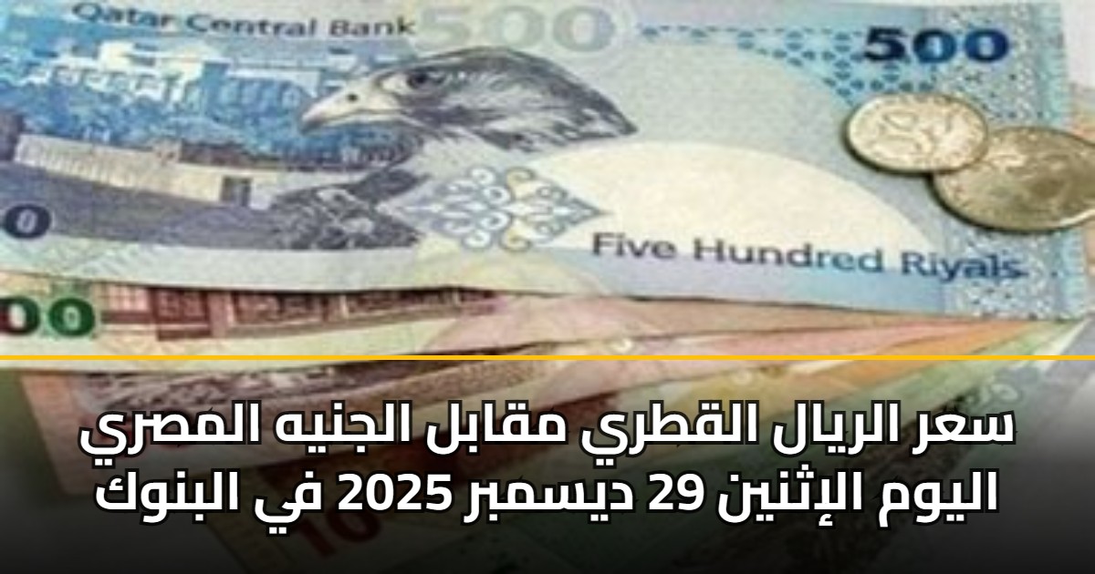 سعر الريال القطري مقابل الجنيه المصري اليوم الإثنين 29 ديسمبر 2025 في البنوك