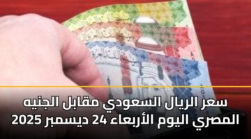 سعر الريال السعودي مقابل الجنيه المصري اليوم الأربعاء 24 ديسمبر 2025