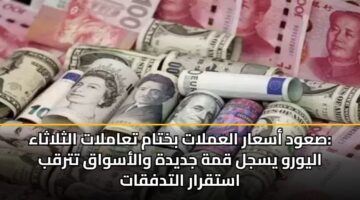 صعود أسعار العملات بختام تعاملات الثلاثاء: اليورو يسجل قمة جديدة والأسواق تترقب استقرار التدفقات