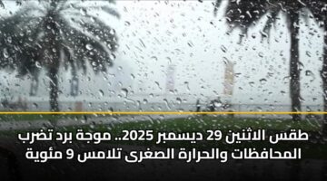 طقس الاثنين 29 ديسمبر 2025.. موجة برد تضرب المحافظات والحرارة الصغرى تلامس 9 مئوية