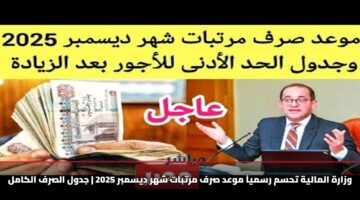 وزارة المالية تحسم رسمياً موعد صرف مرتبات شهر ديسمبر 2025 | جدول الصرف الكامل