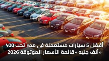 أفضل 5 سيارات مستعملة في مصر تحت 400 ألف جنيه «قائمة الأسعار الموثوقة 2026»