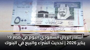 أسعار الريال السعودي اليوم في مصر 19 يناير 2026 | تحديث الشراء والبيع في البنوك
