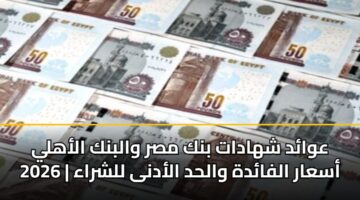 عوائد شهادات بنك مصر والبنك الأهلي 2026 | أسعار الفائدة والحد الأدنى للشراء