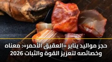 حجر مواليد يناير «العقيق الأحمر»: معناه وخصائصه لتعزيز القوة والثبات 2026