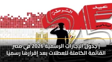جدول الإجازات الرسمية 2026 في مصر | القائمة الكاملة للعطلات بعد إقرارها رسميًا