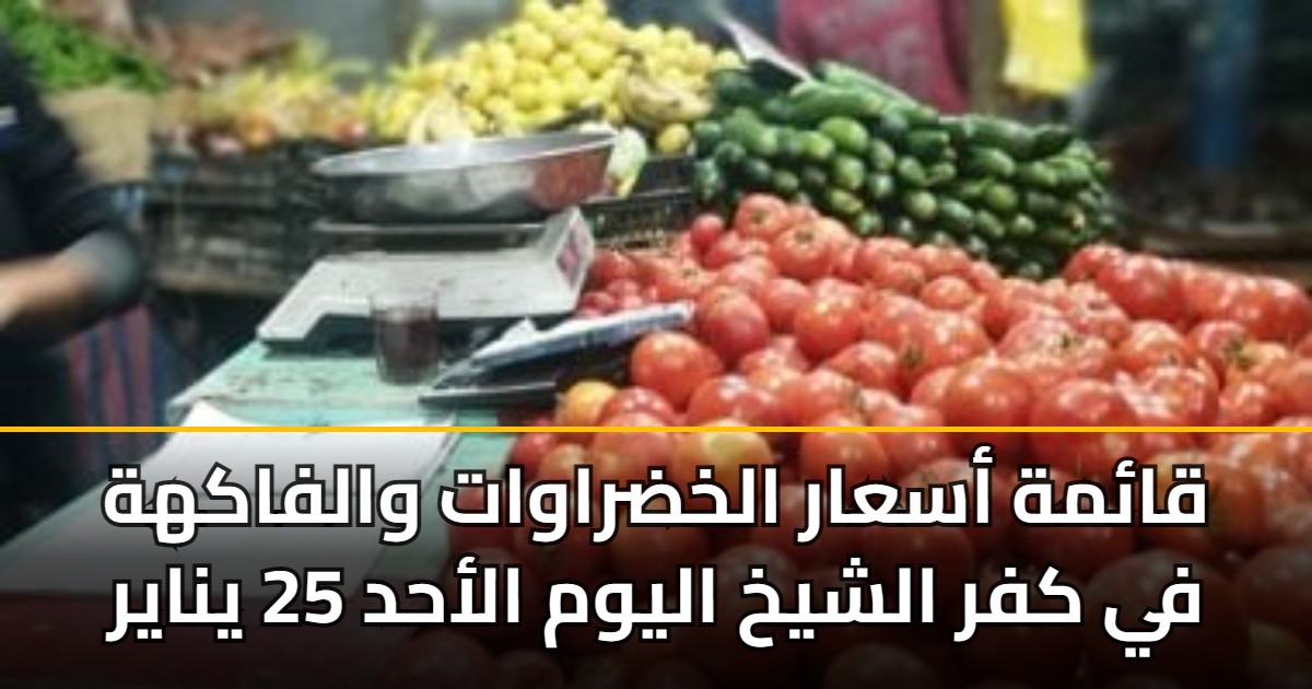 قائمة أسعار الخضراوات والفاكهة في كفر الشيخ اليوم الأحد 25 يناير