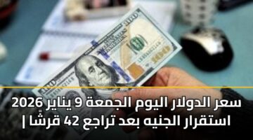 سعر الدولار اليوم الجمعة 9 يناير 2026 | استقرار الجنيه بعد تراجع 42 قرشًا