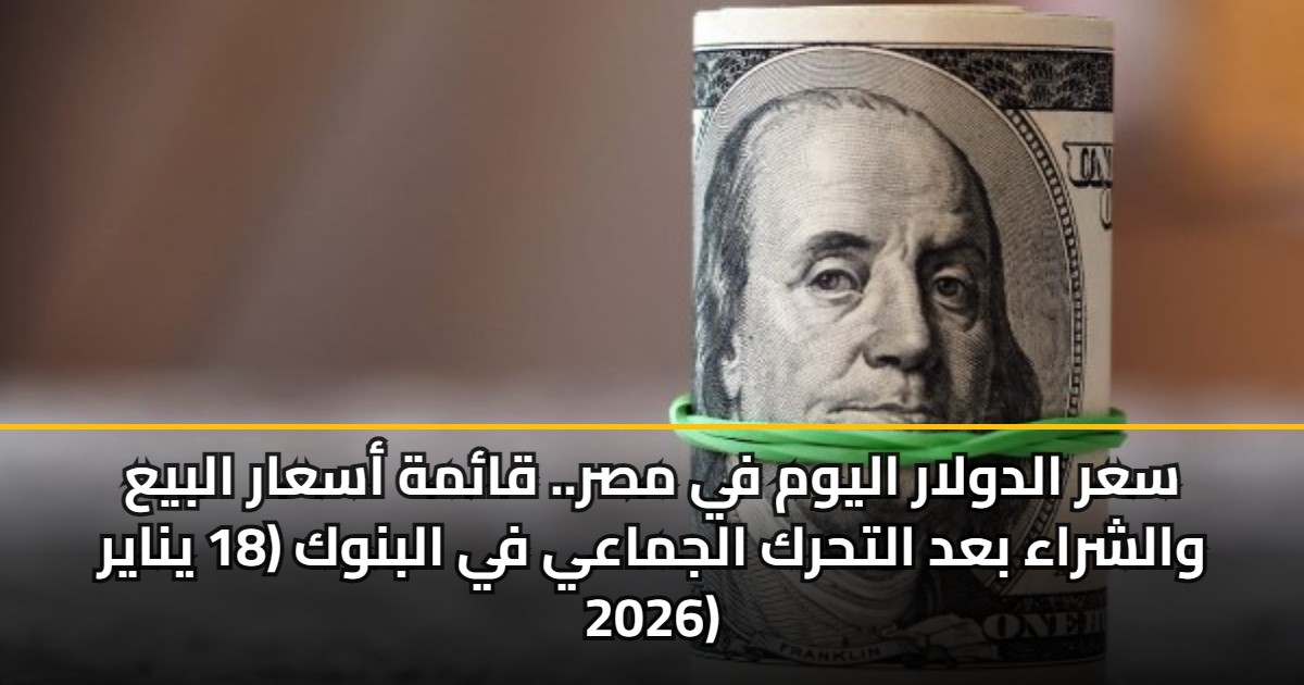 سعر الدولار اليوم في مصر.. قائمة أسعار البيع والشراء بعد التحرك الجماعي في البنوك (18 يناير 2026)