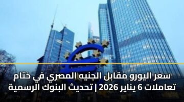 سعر اليورو مقابل الجنيه المصري في ختام تعاملات 6 يناير 2026 | تحديث البنوك الرسمية