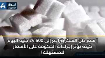 سعر طن السكر يتراجع إلى 24,500 جنيه اليوم | كيف تؤثر إجراءات الحكومة على الأسعار للمستهلك؟