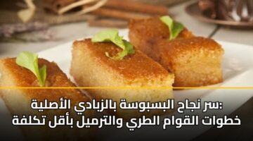 سر نجاح البسبوسة بالزبادي الأصلية: خطوات القوام الطري والترميل بأقل تكلفة