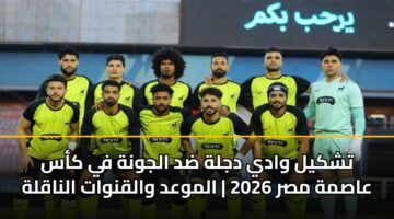 تشكيل وادي دجلة ضد الجونة في كأس عاصمة مصر 2026 | الموعد والقنوات الناقلة