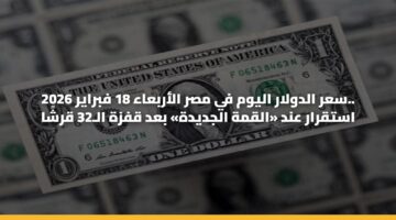 سعر الدولار اليوم في مصر الأربعاء 18 فبراير 2026.. استقرار عند «القمة الجديدة» بعد قفزة الـ32 قرشًا