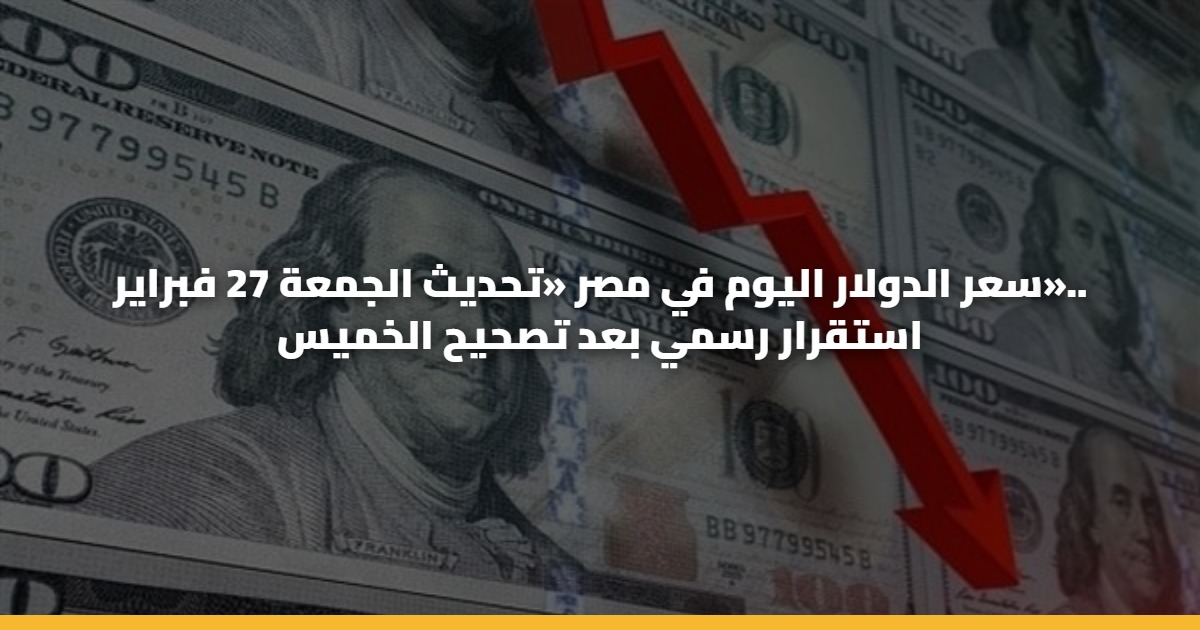 سعر الدولار اليوم في مصر «تحديث الجمعة 27 فبراير».. استقرار رسمي بعد تصحيح الخميس