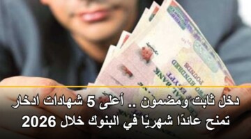 أعلى 5 شهادات ادخار بعائد شهري 2026.. استلم دخلاً ثابتاً يصل لـ 21% فوراً