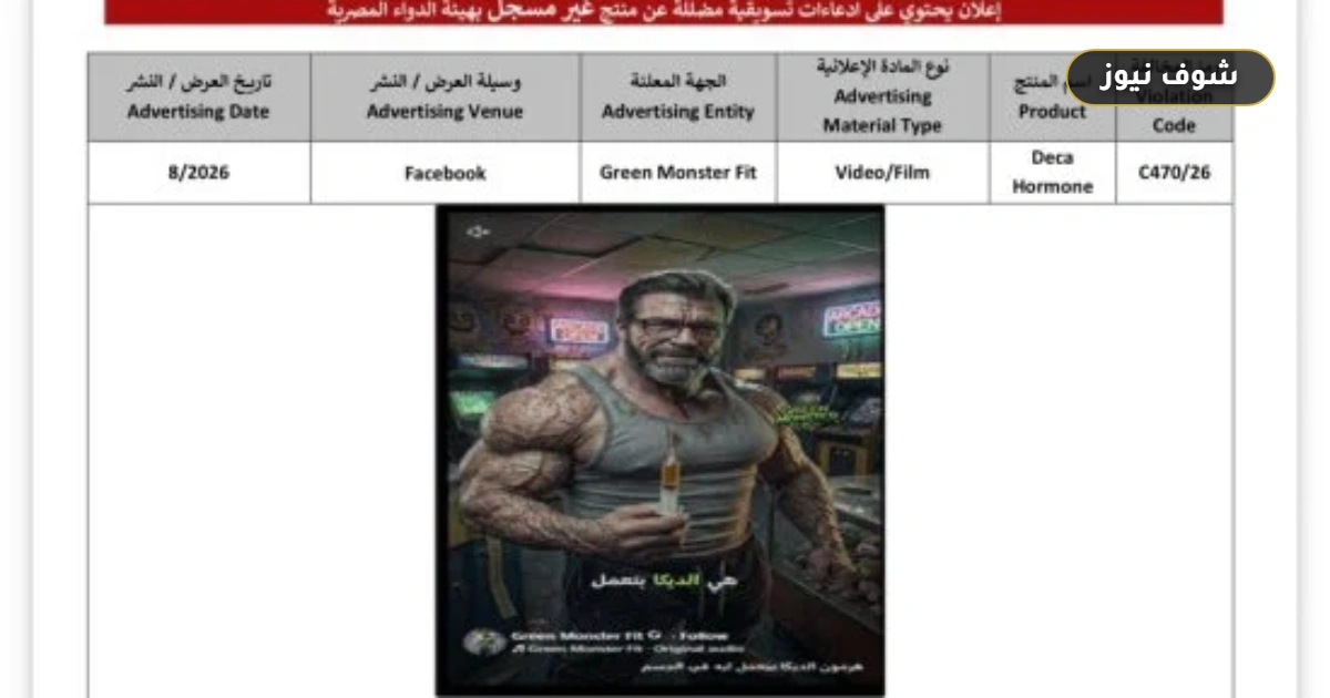 تحذير من هيئة الدواء: منتج «Deca Hormone» غير مسجل ويُروج له عبر «دايت هب»